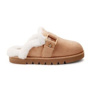 Stuart Weitzman Riley Moto Shearling lined suede Mules